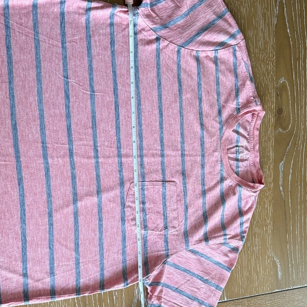 Banana Republic Coral and Gray Striped Tee